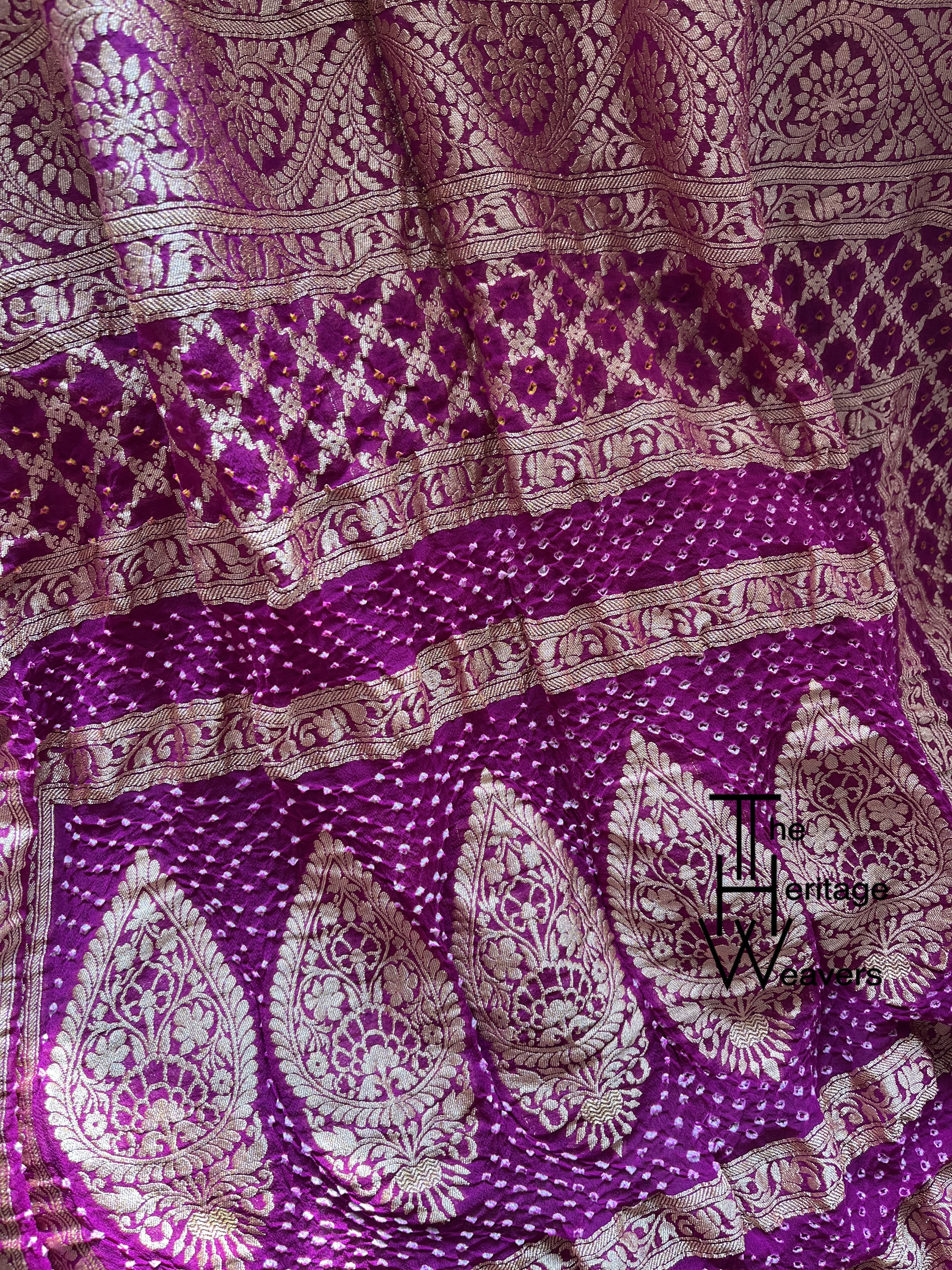 Pure Georgette Saree x Bandhej x Shade of Purple