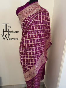 Pure Georgette Saree x Bandhej x Shade of Purple