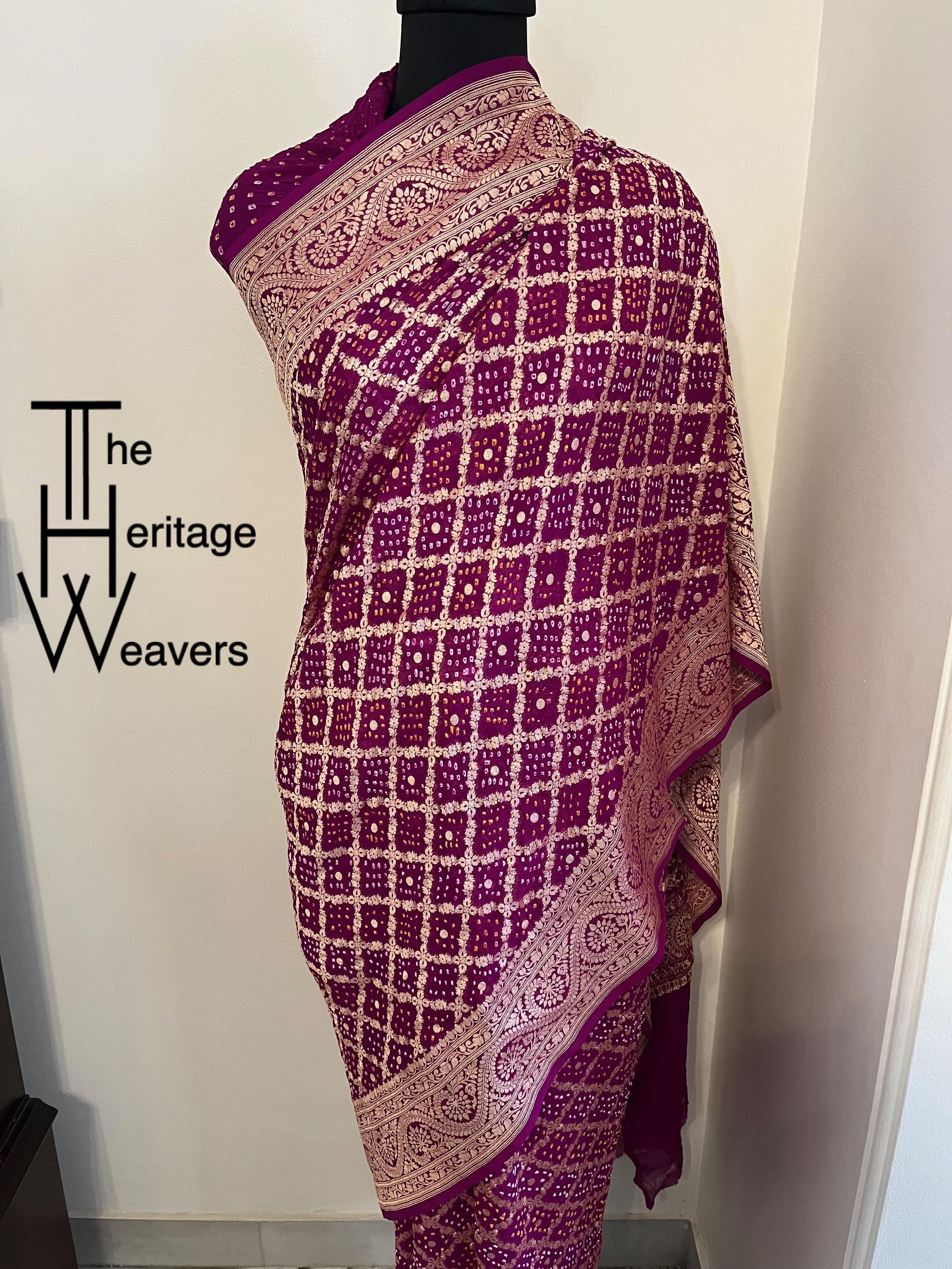 Pure Georgette Saree x Bandhej x Shade of Purple