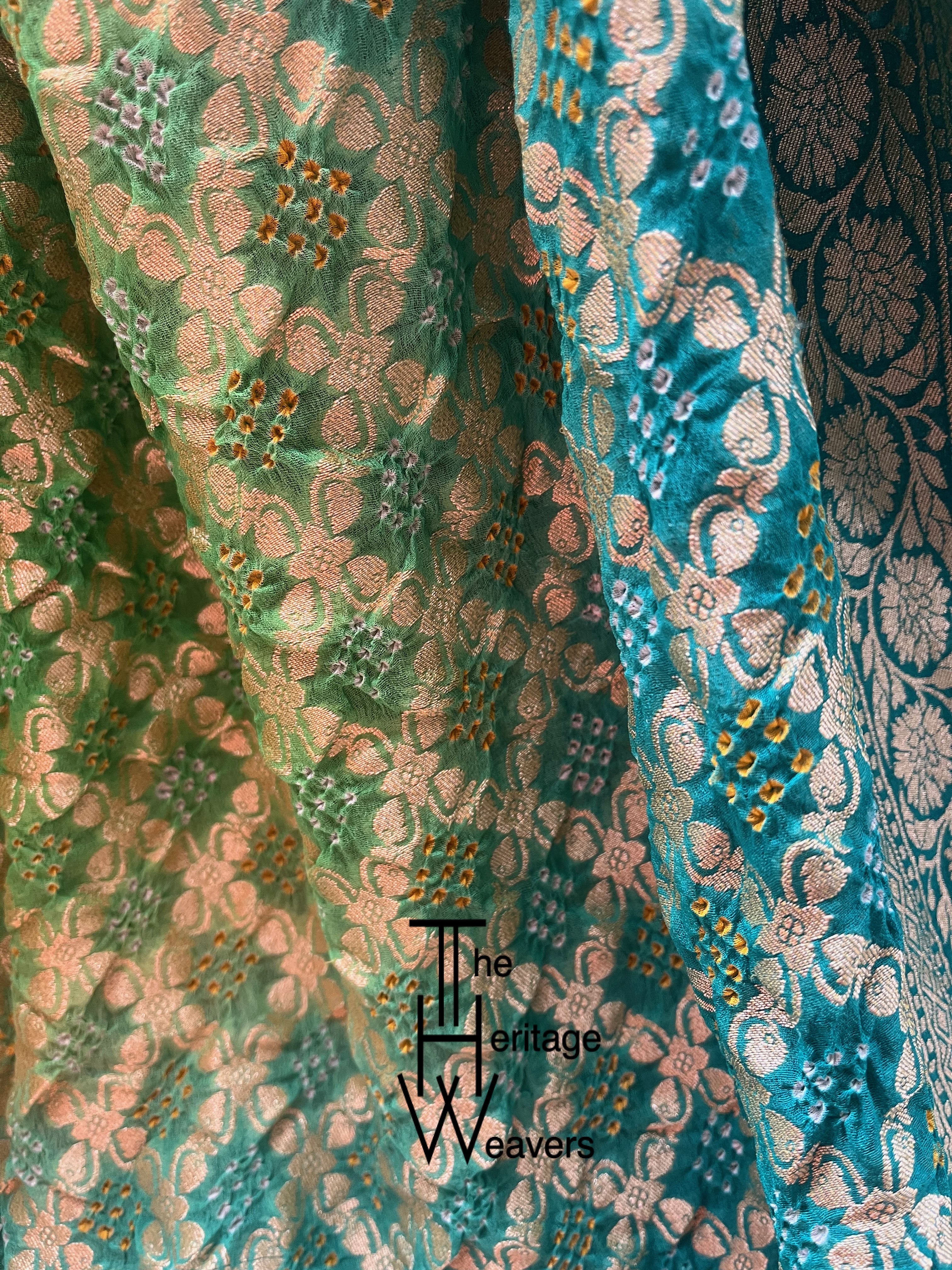 Pure Georgette Dupatta x Bandhej x Shades of Green (Dual Tone)