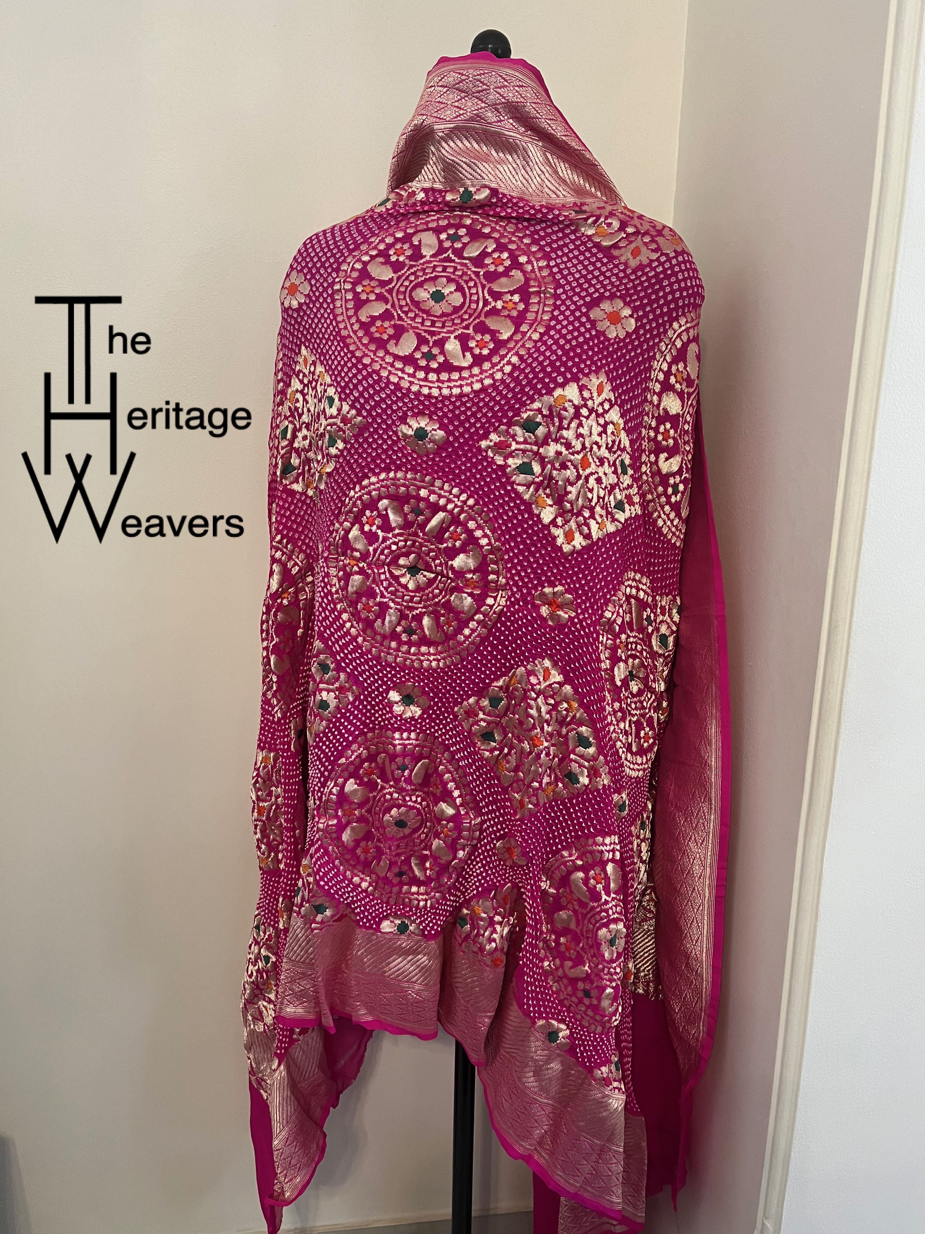 Pure Georgette Dupatta x Bandhej x Pink