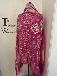 Pure Georgette Dupatta x Bandhej x Pink