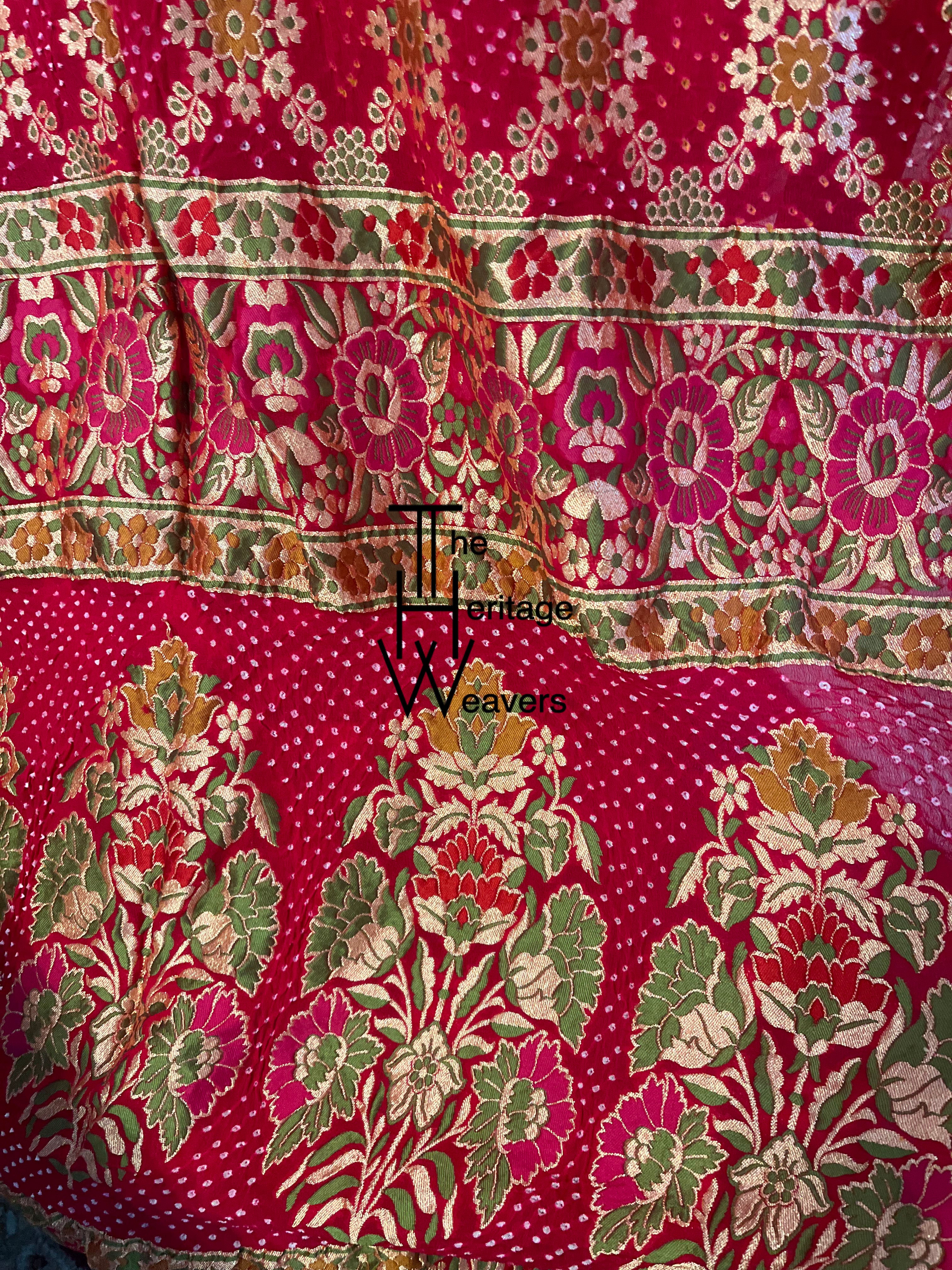 Pure Georgette Saree x Patola x Shade of Pink (Strawberry Pink)