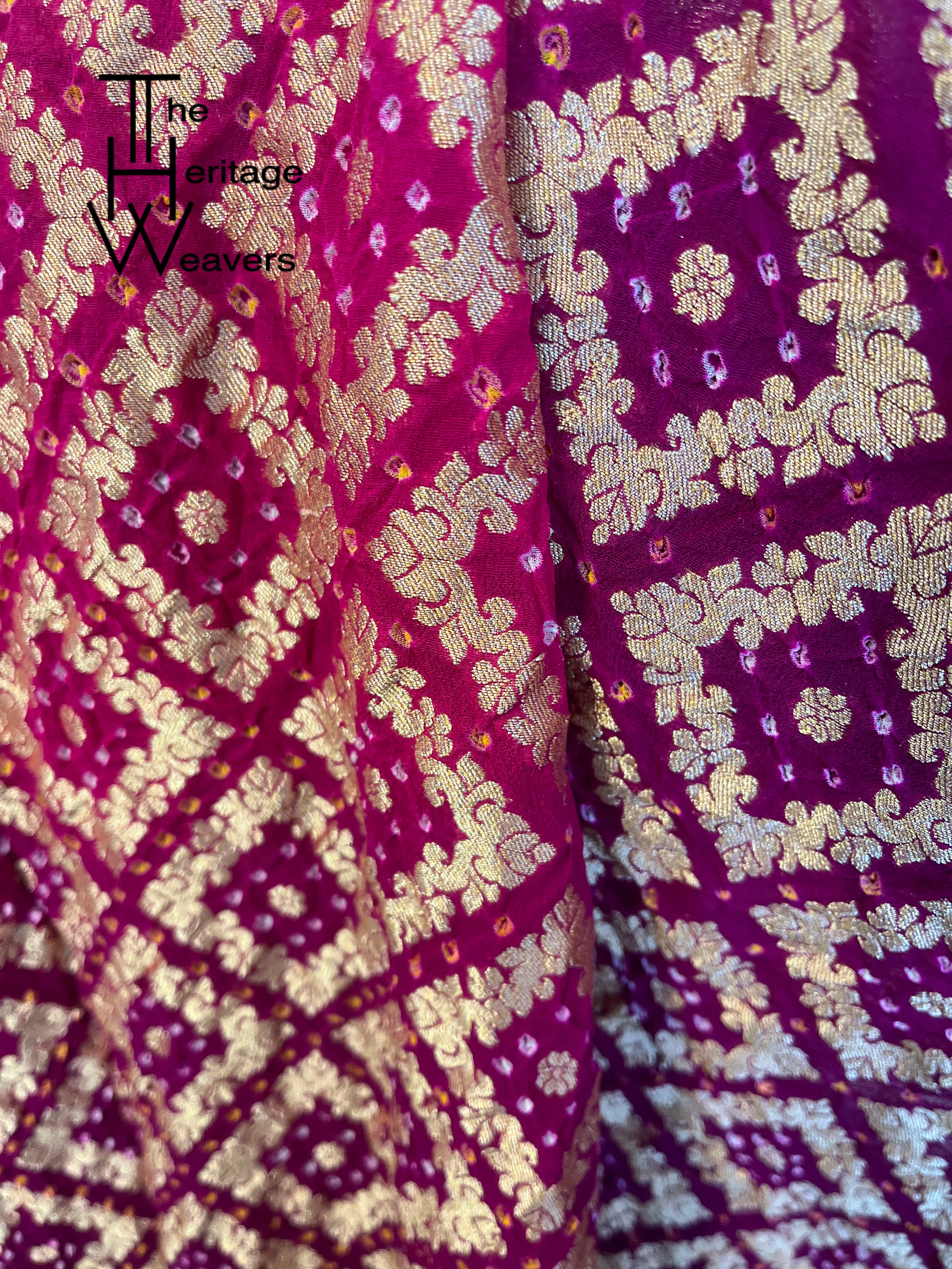 Pure Georgette Suit x Bandhej x Dual Tone Pink and Purple