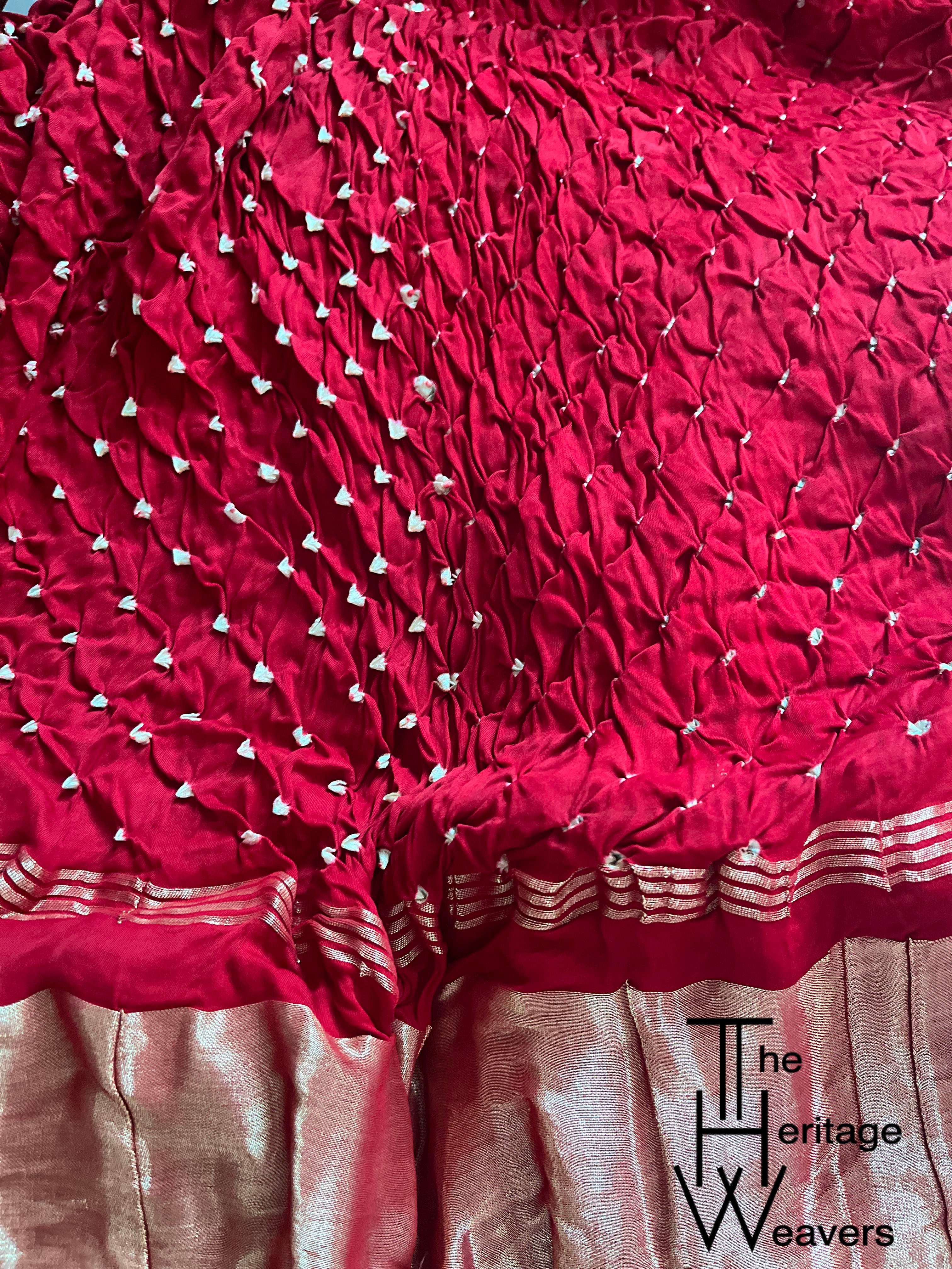 Modal Silk Gajji Dupatta x Bandhej x Tissue Pallu x Red