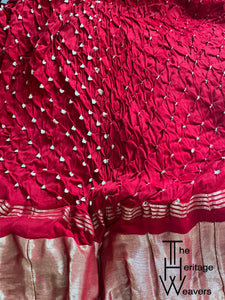 Modal Silk Gajji Dupatta x Bandhej x Tissue Pallu x Red