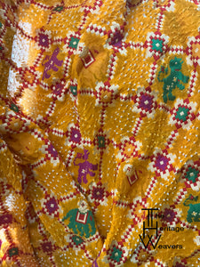 Georgette Dupatta x Rai Bandhej x Animal Motifs x Shade of Yellow