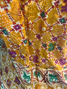 Georgette Dupatta x Rai Bandhej x Animal Motifs x Shade of Yellow