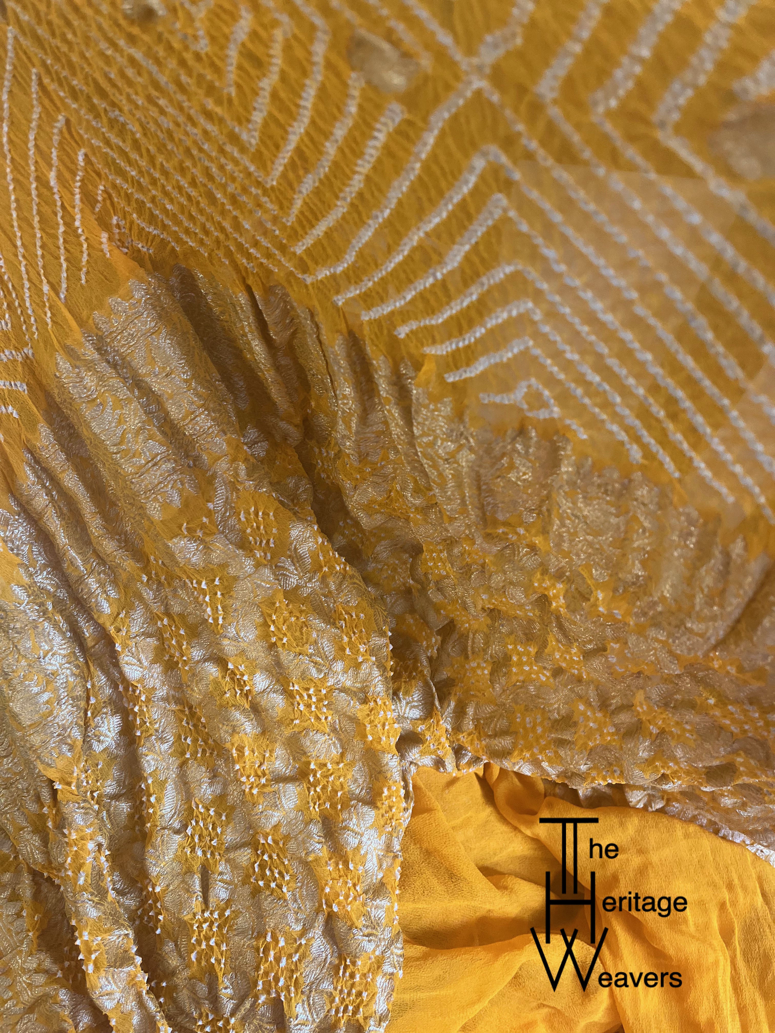 Pure Georgette Saree x Rai Bandhej x Shade of Yellow