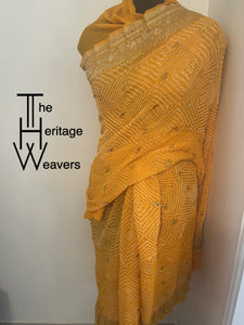 Pure Georgette Saree x Rai Bandhej x Shade of Yellow