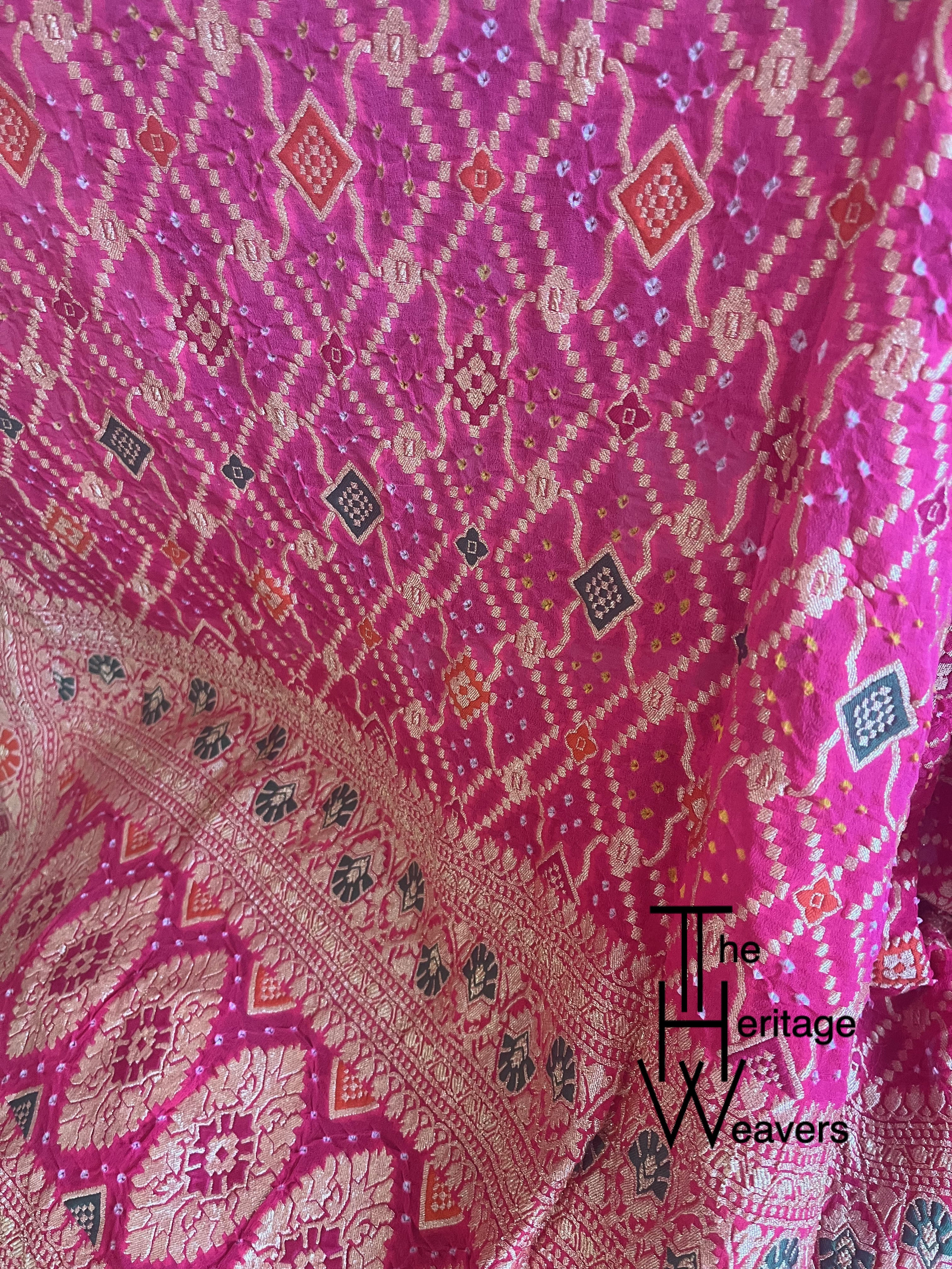 Pure Georgette Dupatta x Bandhej x Minakari x Shade of Pink (Candy Pink)