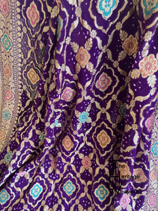 Pure Georgette Dupatta x Bandhej x Minakari x Shade of Purple