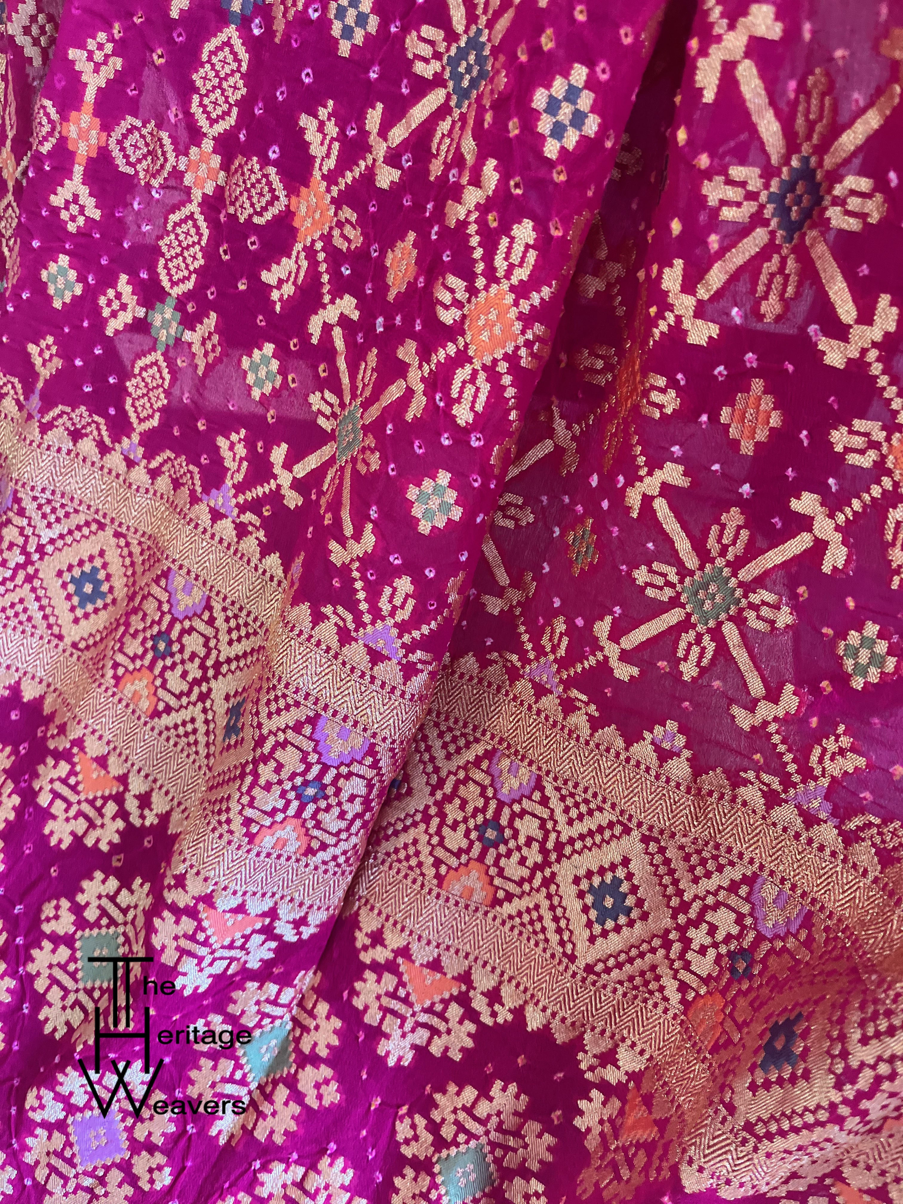 Pure Georgette Dupatta x Bandhej x Minakari x Shade of Pink