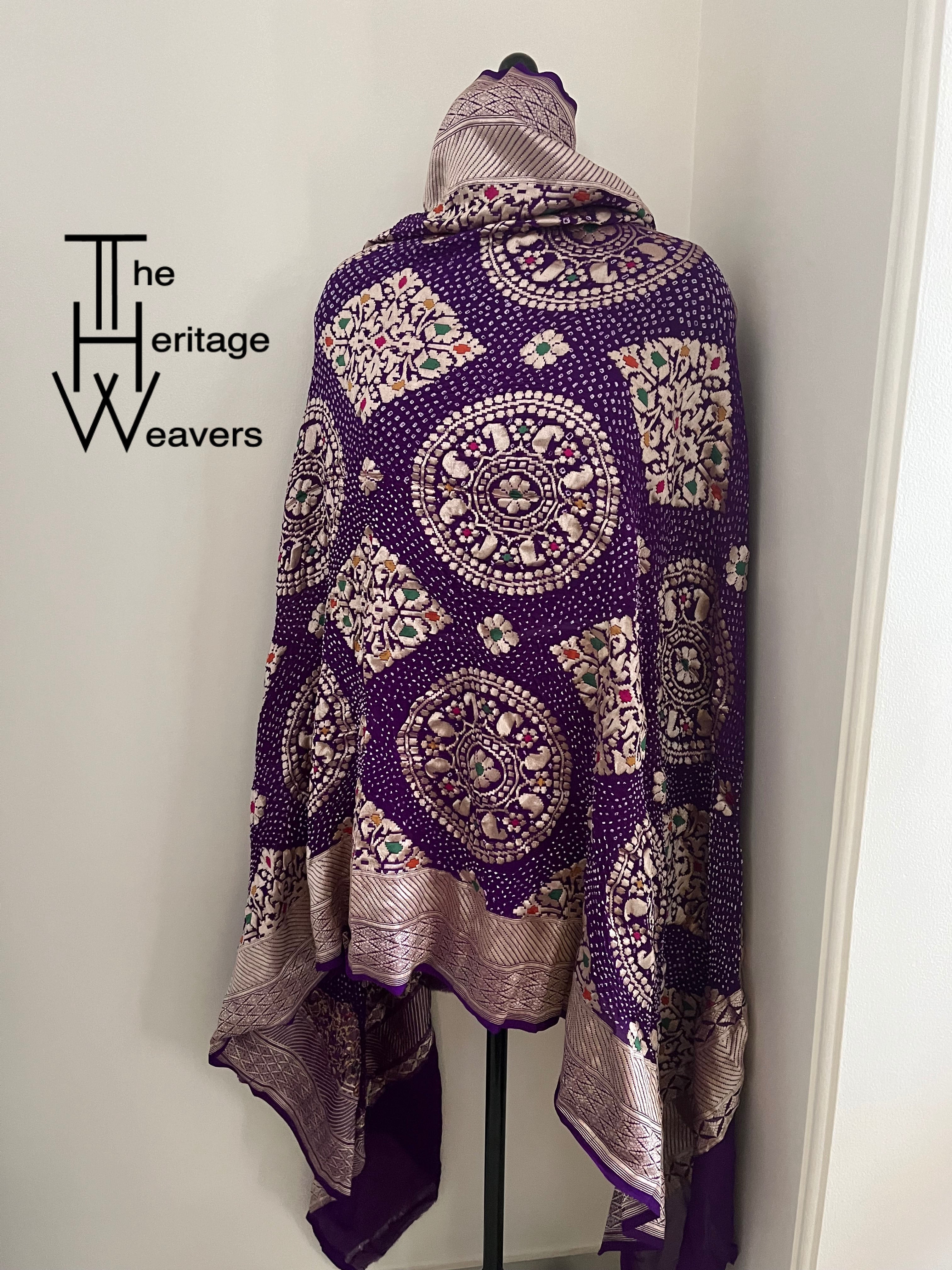 Pure Georgette Dupatta x Bandhej x Purple