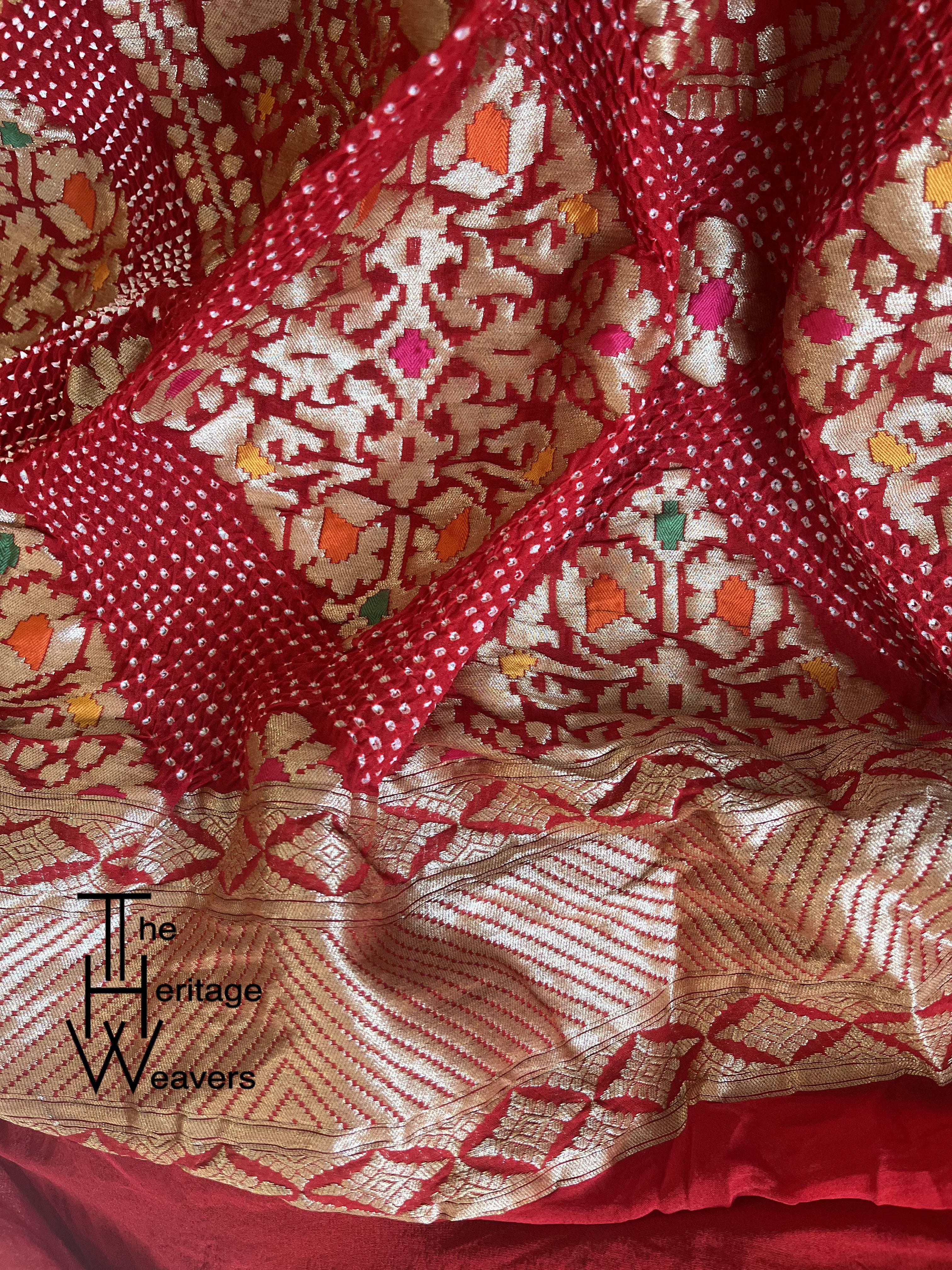 Pure Georgette Dupatta x Bandhej x Red