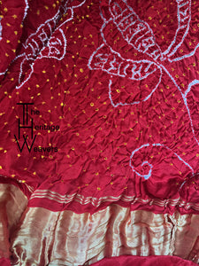 Pure Gajji Silk Dupatta x Bandhej x Tissue Pallu x Red