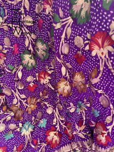 Pure Georgette Dupatta x Minakari x Bandhej x Floral x Purple