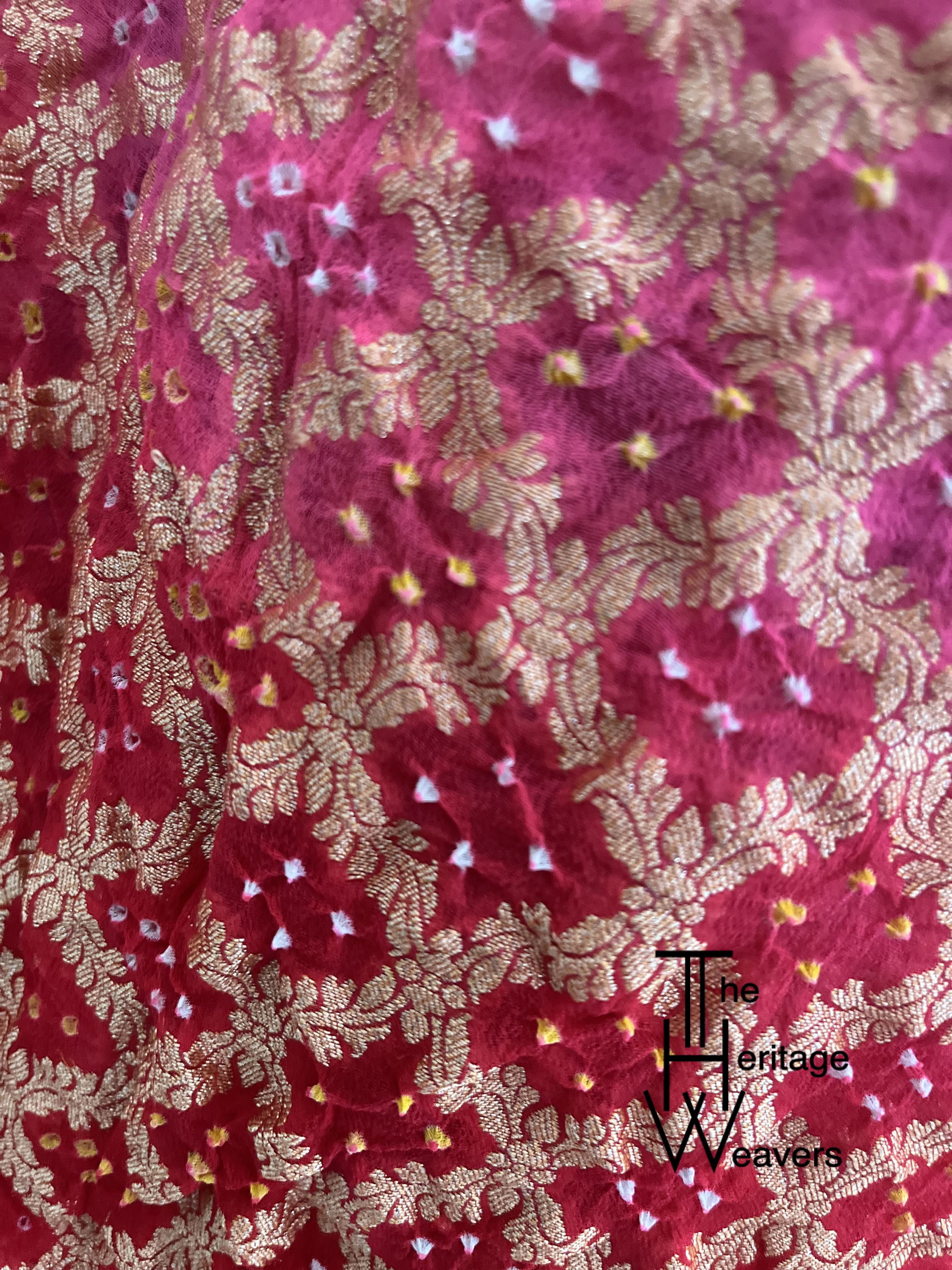 Pure Georgette Suit x Bandhej x Dual Tone of Candy Pink and Reddish-Pink