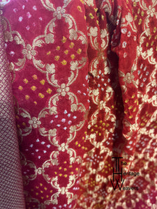 Pure Georgette Saree x Bandhej x Dual Tone: Pink and Orange