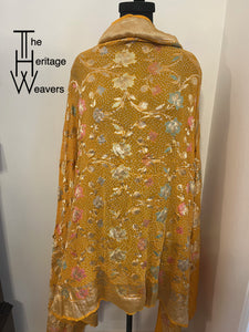 Pure Georgette Dupatta x Minakari x Bandhej x Floral x Shade of Yellow