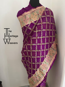 Pure Georgette Saree x Rai Bandhej x Shade of Purple