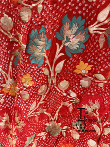 Pure Georgette Dupatta x Minakari x Bandhej x Floral x Shade of Red