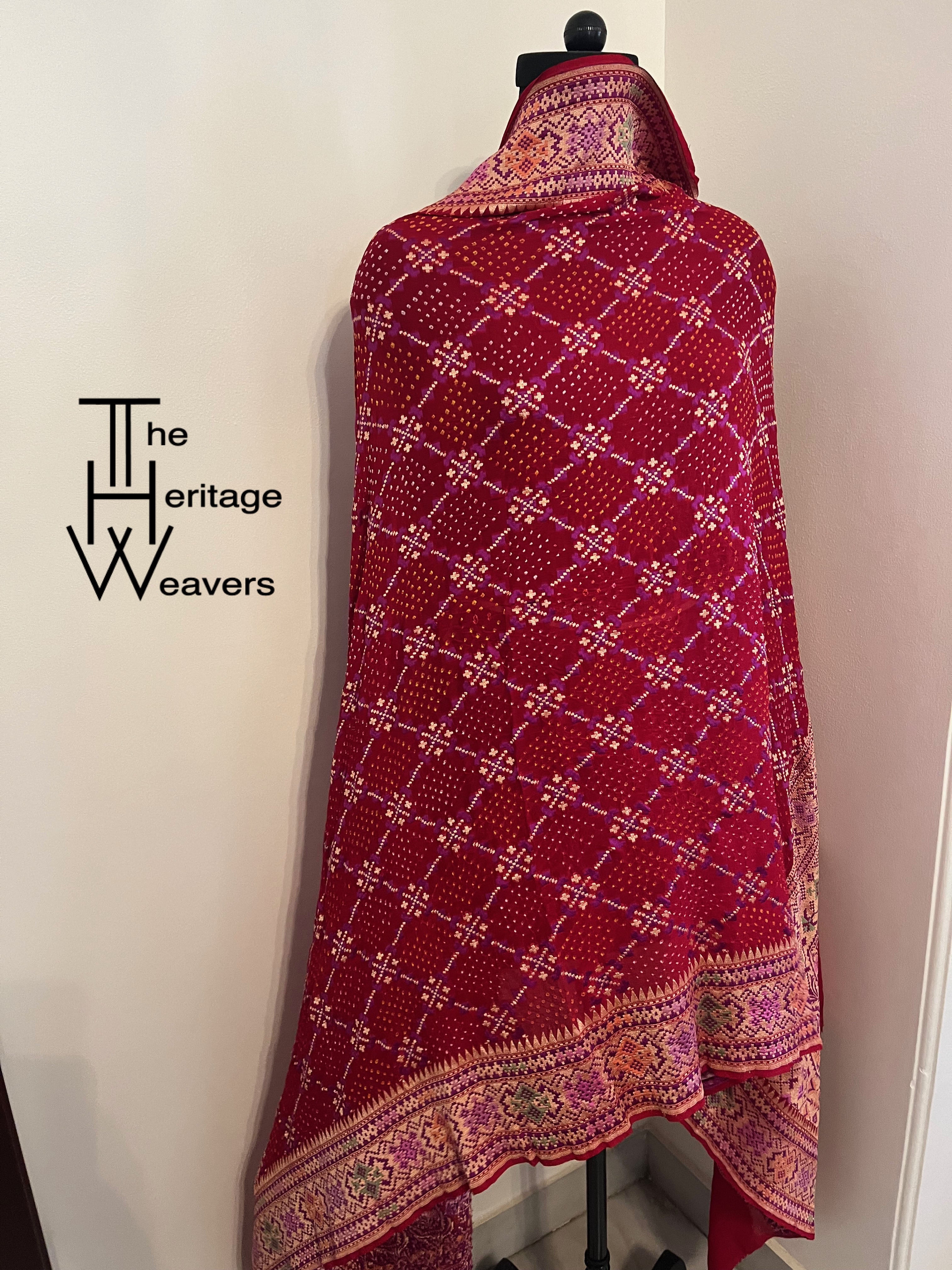 Pure Georgette Dupatta x Rai Bandhej x Patola x Red