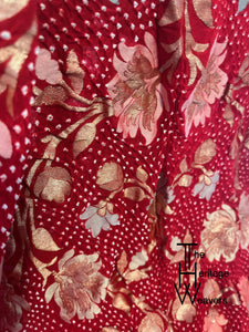 Pure Georgette Dupatta x Minakari x Bandhej x Floral x Shade of Red