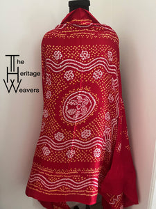 Pure Gajji Dupatta x Bandhej x Tissue Pallu x Red