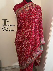 Pure Georgette Saree x Rai Bandhej x Patola x Red