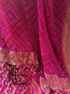 Pure Georgette Saree x Rai Bandhej x Pink