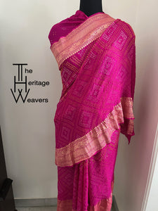 Pure Georgette Saree x Rai Bandhej x Pink