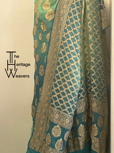 Pure Georgette Suit x Bandhej x Dual Tone of Green (Shades of Green)