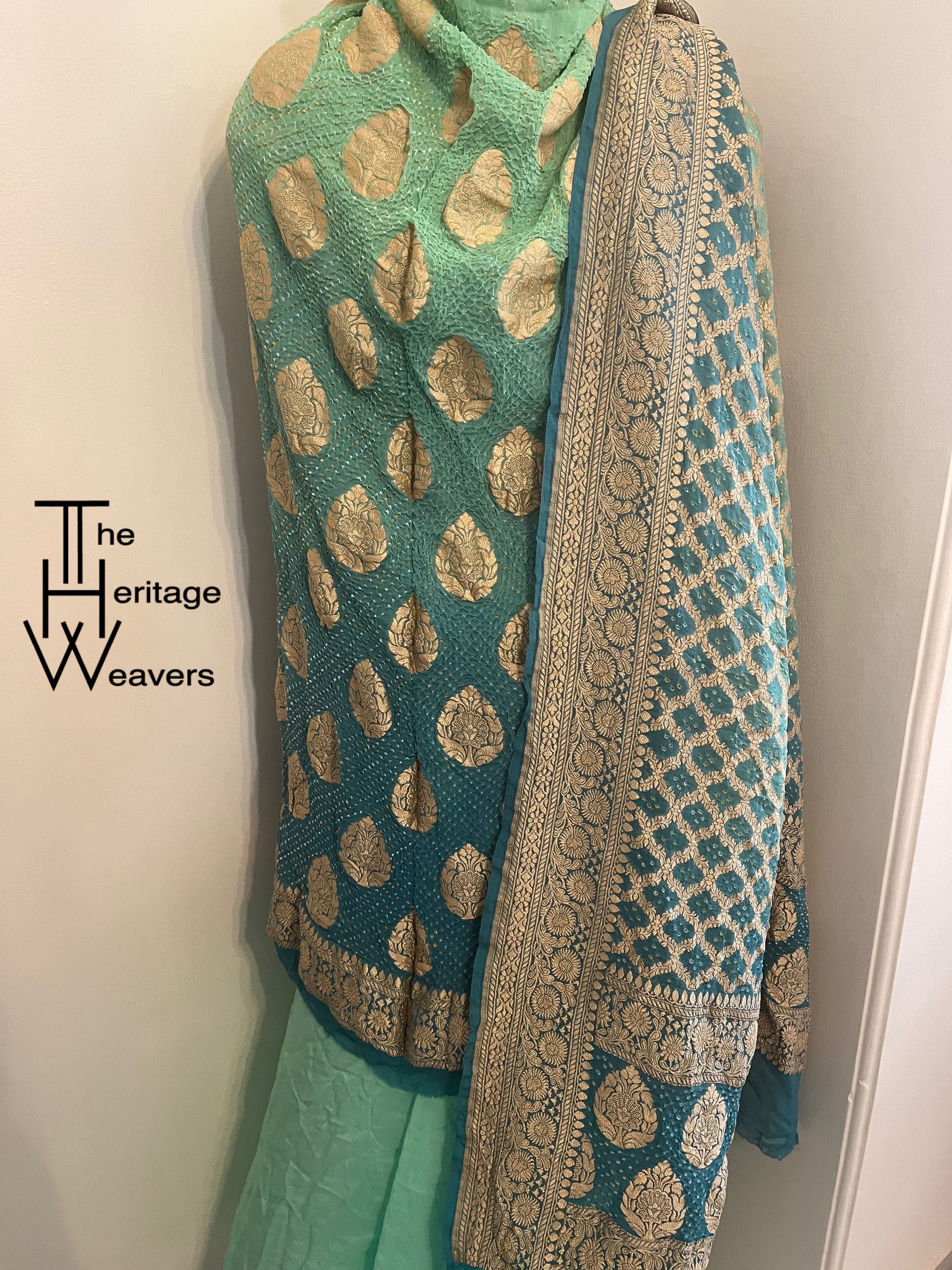 Pure Georgette Suit x Bandhej x Dual Tone of Green (Shades of Green)