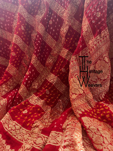 Pure Georgette Saree x Bandhej x Gharchola x Red