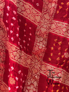 Pure Georgette Saree x Bandhej x Gharchola x Red