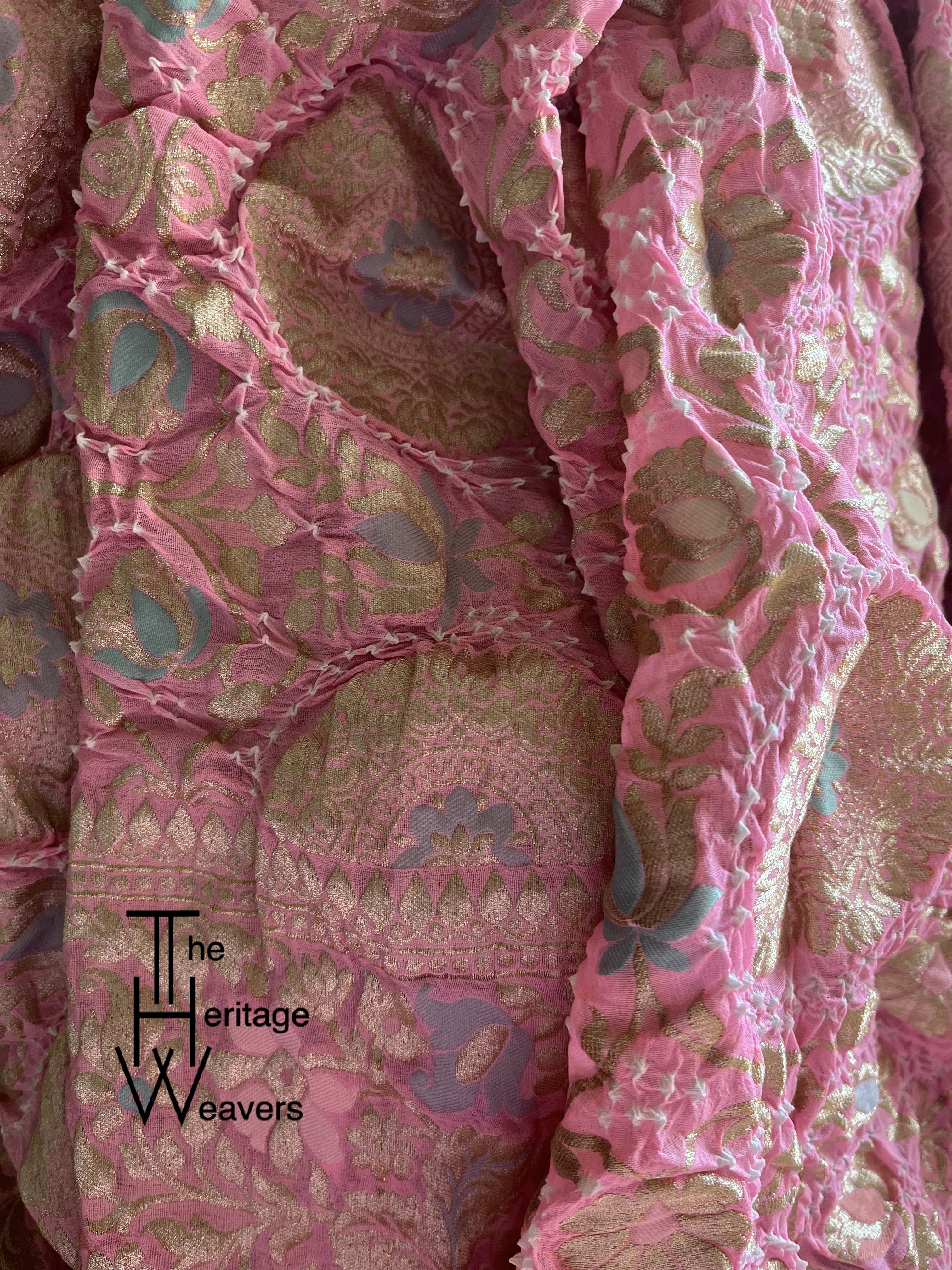 Pure Georgette Saree x Rai Bandhej x Patola x Shade of Light Pink