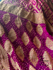 Pure Georgette Saree x Bandhej x Shade of Pink and Purple (Dual Tone)